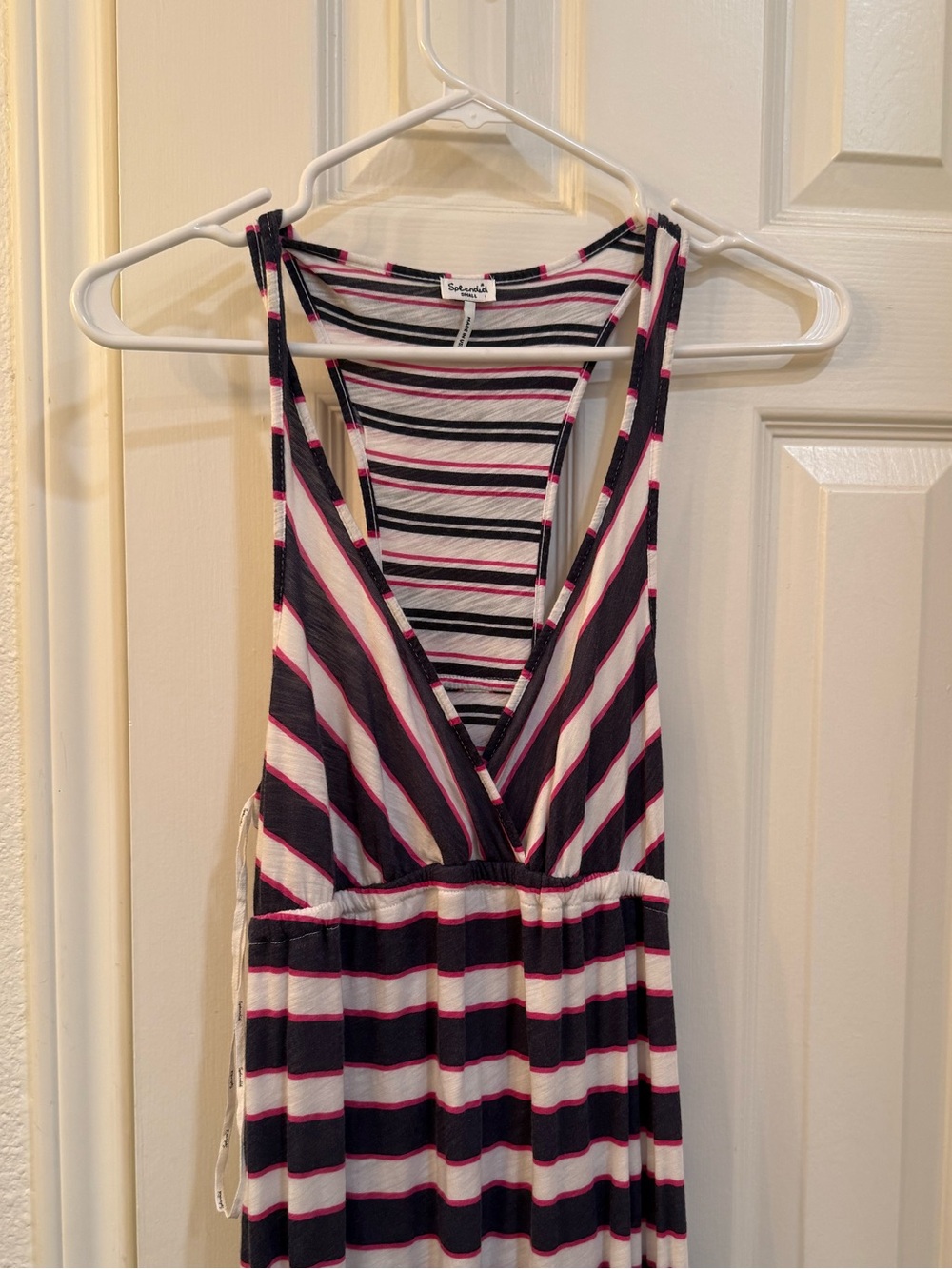 Splendid Striped Sleeveless Maxi Dress in Navy, White & Pink
